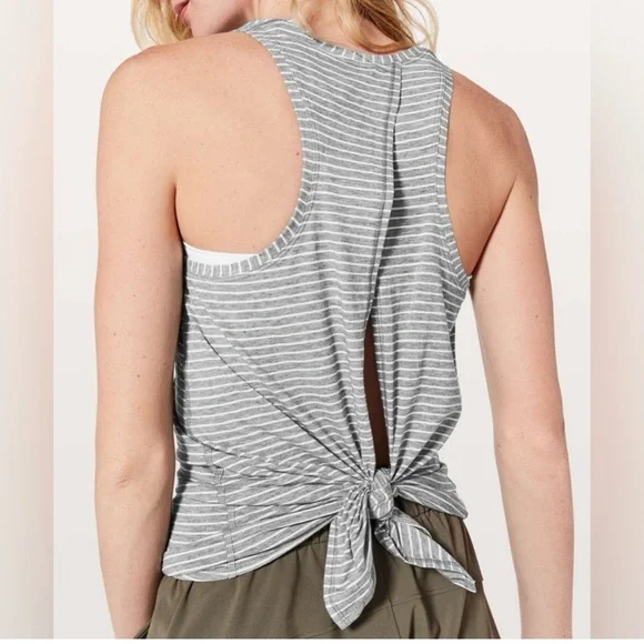 Lululemon All Tied Up Tank Gray Stripe-worn once - Picture 2 of 5